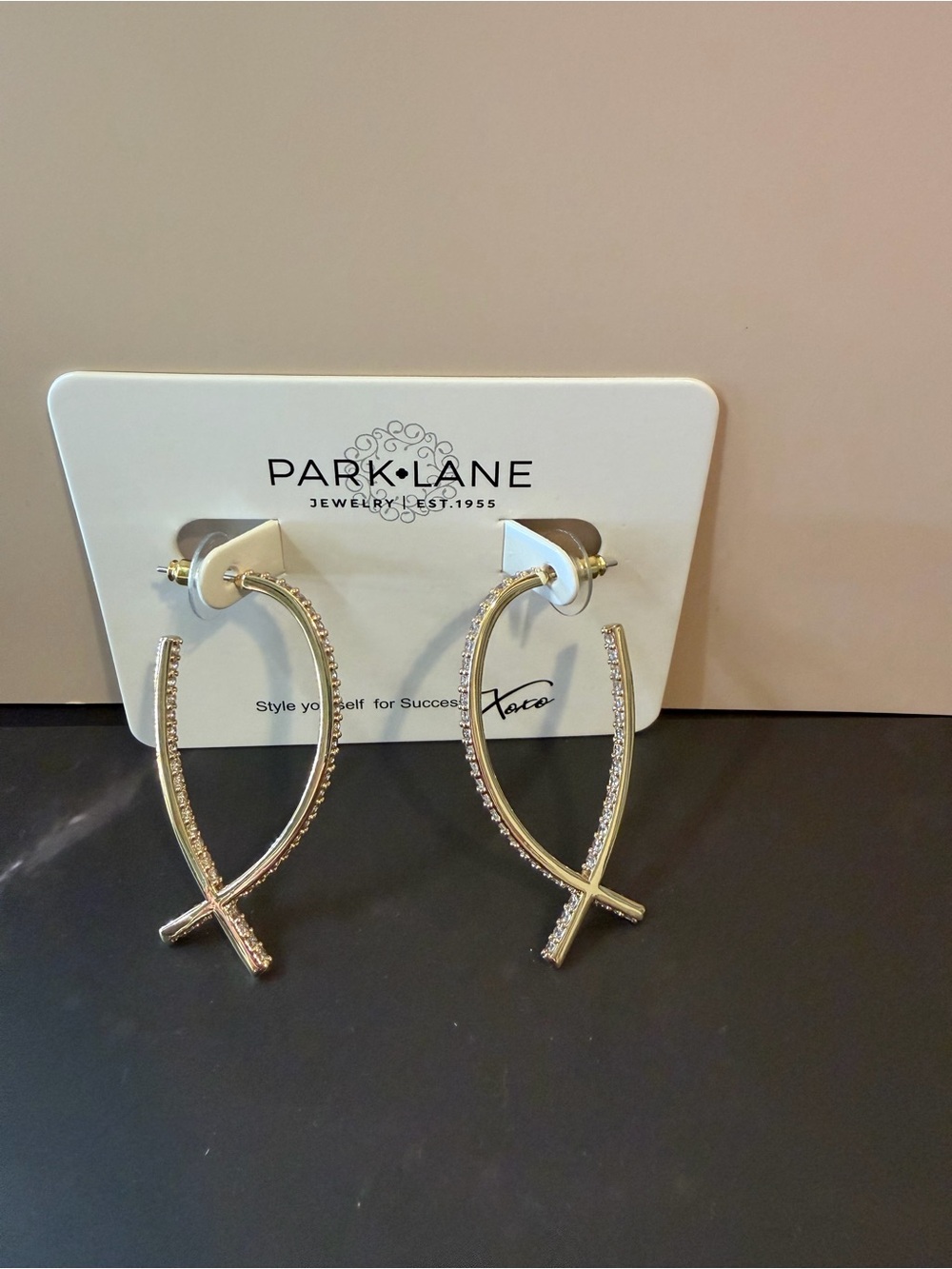 Park Lane “Brielle” Gold Hoop Earrings with Crystals